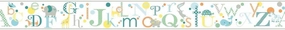 York Wallcoverings Growing Up Kids Alphabet Removable Wallpaper Border, White, Yellow, Aqua, Green, Teal, Orange
