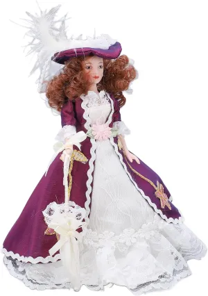 Yosoo Miniature Porcelain People Victorian Style Dark Skirt and Hat Woman Doll for 1/12 Dollhouse Decoration Scene