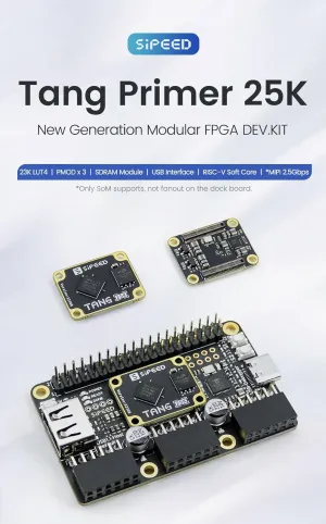 youyeetoo Sipeed Tang Primer 25K Dock FPGA Development Board MCU, RISCV, Modularisation, Gowin GW5A, PMOD SDRAM, 23K LUT4, MIPI 2.5Gbps (25K Basic Package)
