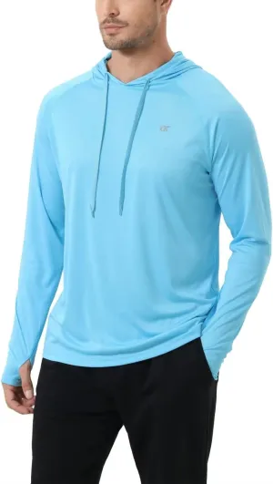 Yundobop Men's UPF 50  Rash Guard Swim Shirt Long Sleeve Athletic Hoodies Lightweight Fishing Running Thumbholes Shirt
