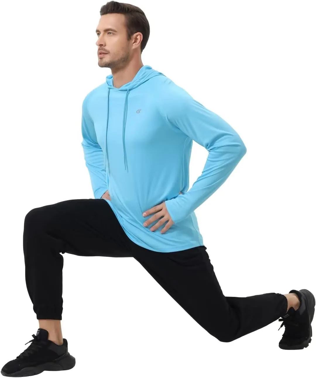 Yundobop Men's UPF 50  Rash Guard Swim Shirt Long Sleeve Athletic Hoodies Lightweight Fishing Running Thumbholes Shirt
