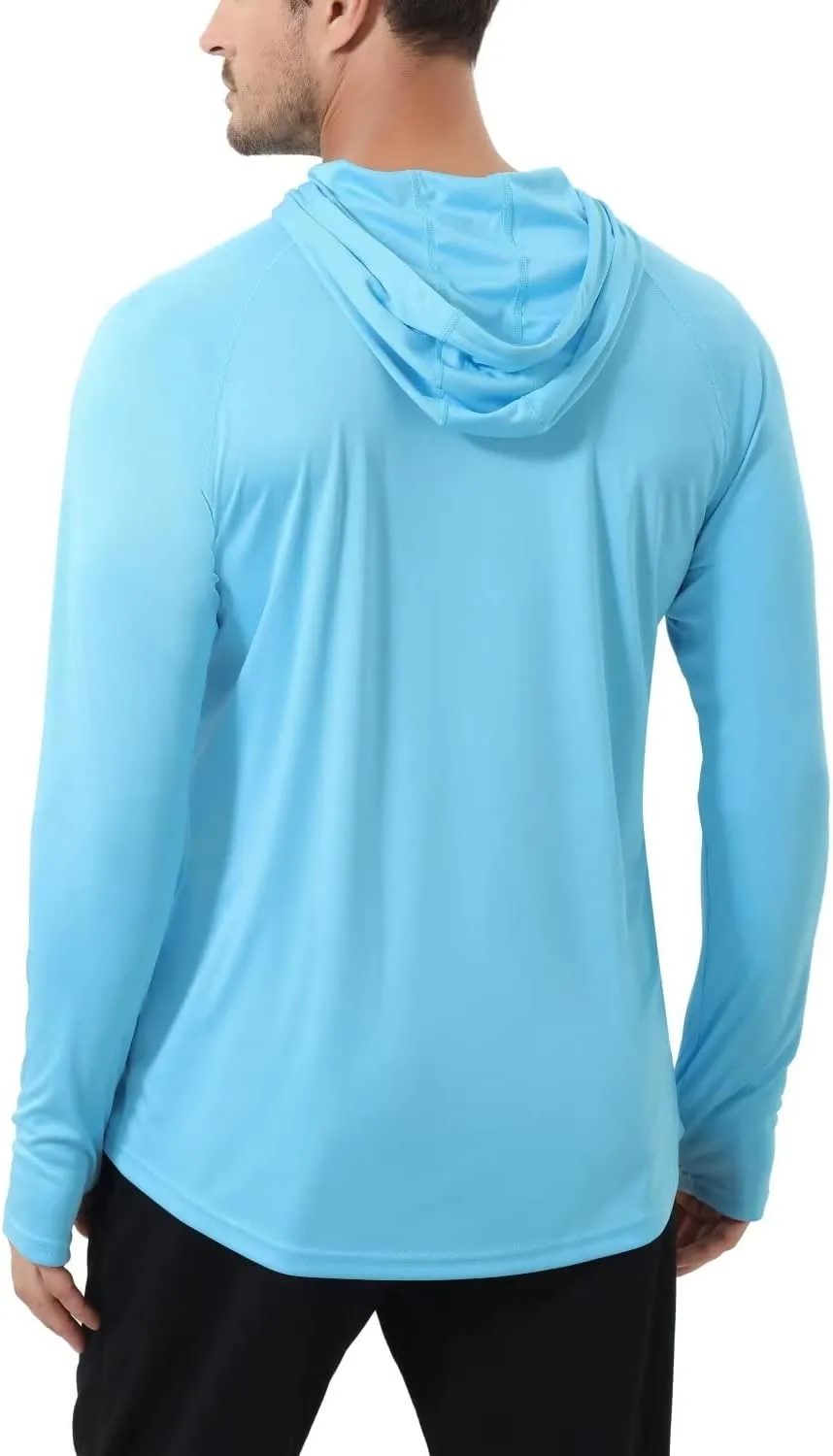 Yundobop Men's UPF 50  Rash Guard Swim Shirt Long Sleeve Athletic Hoodies Lightweight Fishing Running Thumbholes Shirt