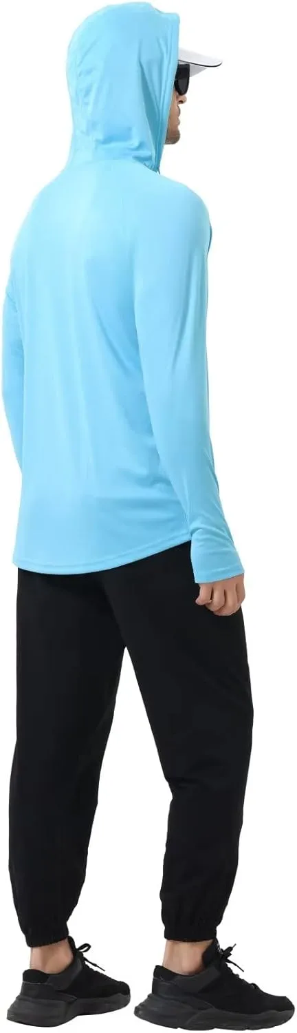 Yundobop Men's UPF 50  Rash Guard Swim Shirt Long Sleeve Athletic Hoodies Lightweight Fishing Running Thumbholes Shirt