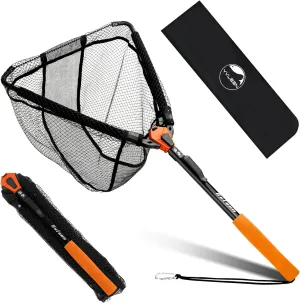 YVLEEN Floating Fishing Net Fish Landing Net - Upgraded Design Foldable & Lightweight Freshwater Fishing Landing Net, Ultra-Thin Rubber Fish Net Easy Catch and Release, Fishing Gifts for Men