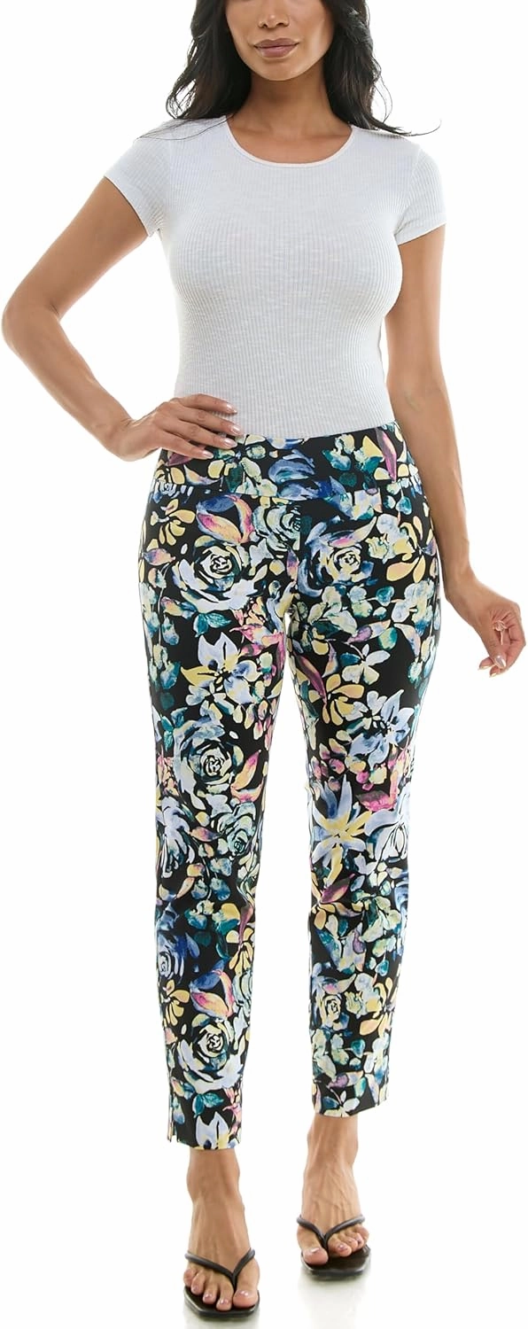 Zac & Rachel Women's Pull-On Ankle Length Pant with Tummy Control Waist Band