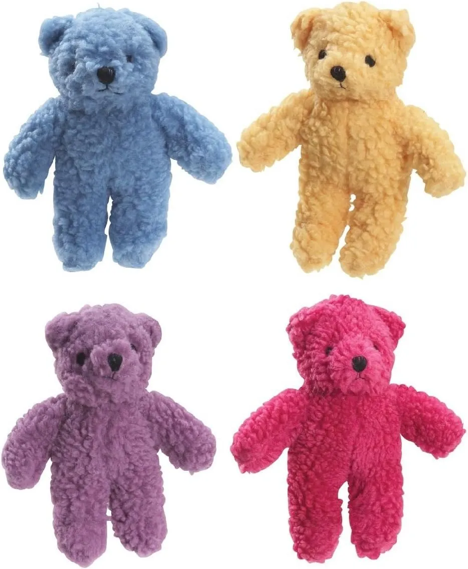 Zanies Berber Bears Soft Plush Dog Toys Durable Fleece Squeaker Toys for Dogs Cute Bear(Full Set - All 4 Toys)