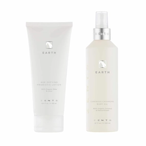 ZENTS Body Lotion and Cashmere Oil Set (Earth), Anti-Aging Probiotic Lotion, Soften and Moisturize Skin with Organic Coconut Oil, Moisturize and Nourish Dry Skin, Powerful Healing Duo