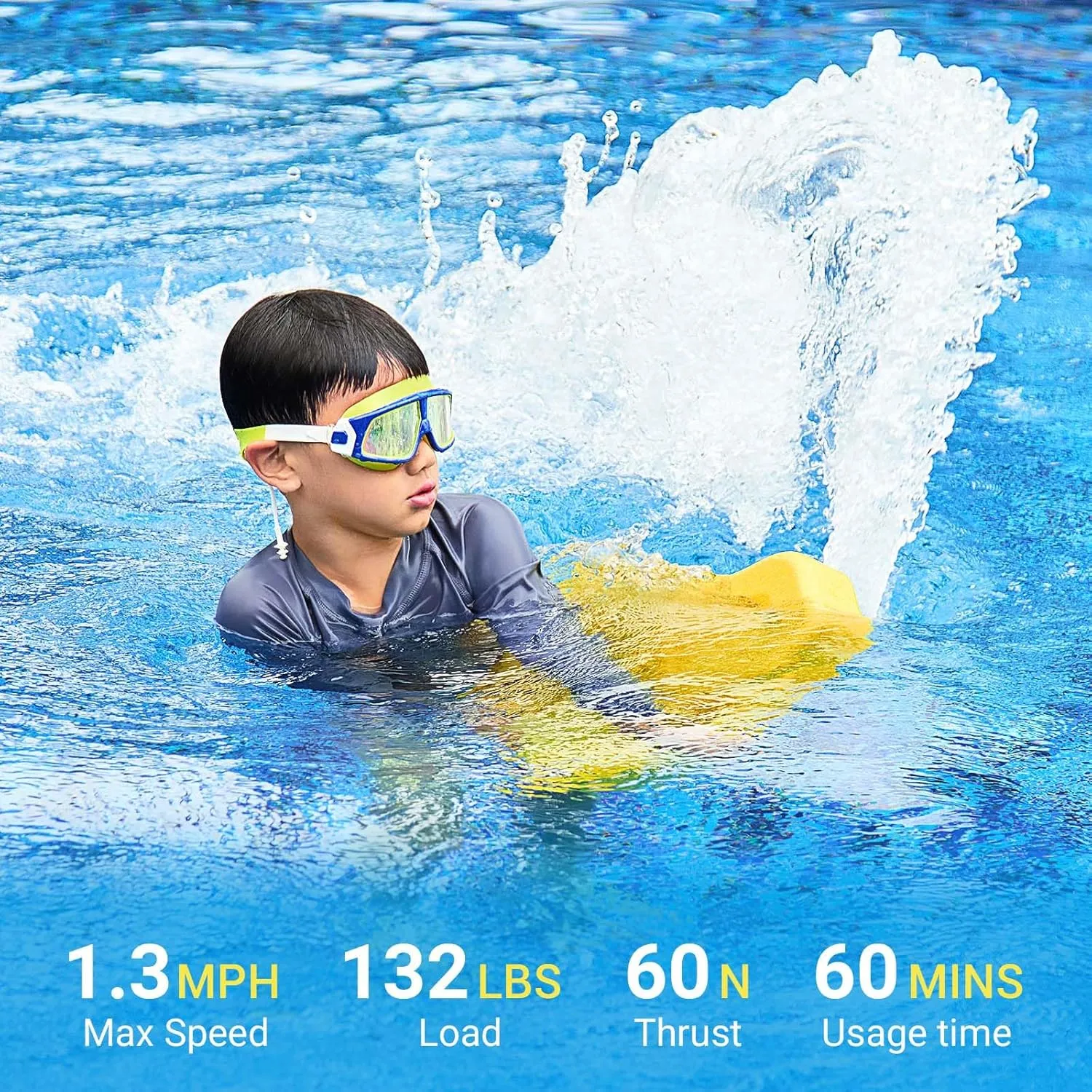 Zeraty Electric Swimming Kickboard for Kids, Swim Training Water Sports Floating Pool Board Propulsion, Underwater Scooter Powered Floats for 132 lbs Children with 24V 4.6Ah Large Capacity Battery