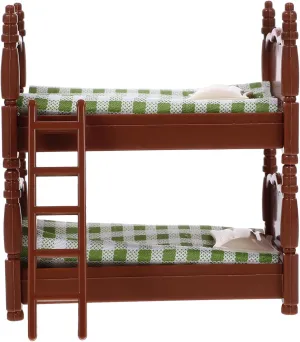 Zerodeko Dollhouse Bunk Beds Set 1 12 Scale, Miniature Bunk Beds for Dollhouse, Doll House Furniture of Bunk Bed with Ladder, Dollhouse Furniture Decor