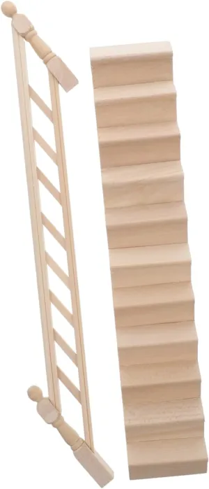 Zerodeko Miniature Dollhouse Staircase with Wooden Handrail Space Efficient Design for Fairy Gardens and Micro Landscapes for Mini Dollhouse Furniture and Decorative Arrangements