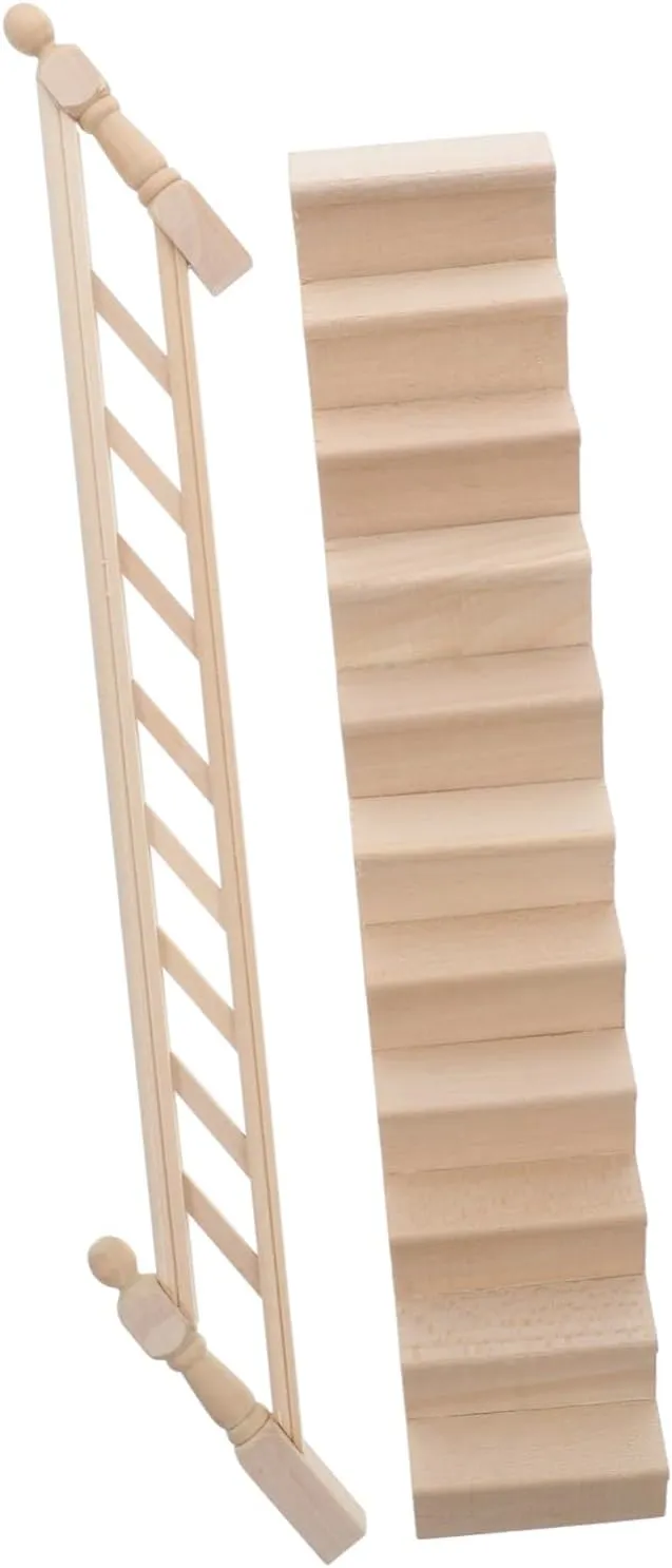 Zerodeko Miniature Dollhouse Staircase with Wooden Handrail Space Efficient Design for Fairy Gardens and Micro Landscapes for Mini Dollhouse Furniture and Decorative Arrangements