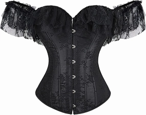 Zhitunemi Bustier Corsets for Women Princess Corset with Strap Lace Up Ruched Sleeves Renaissance Corset Plus Size
