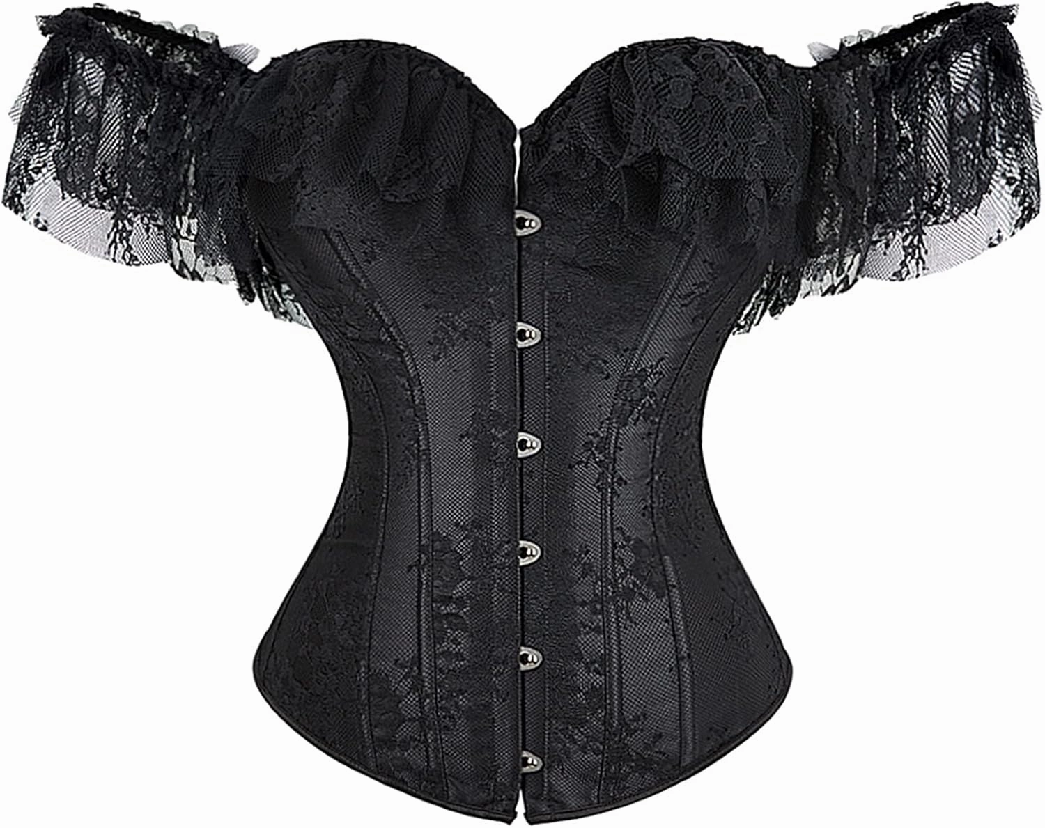 Zhitunemi Bustier Corsets for Women Princess Corset with Strap Lace Up Ruched Sleeves Renaissance Corset Plus Size