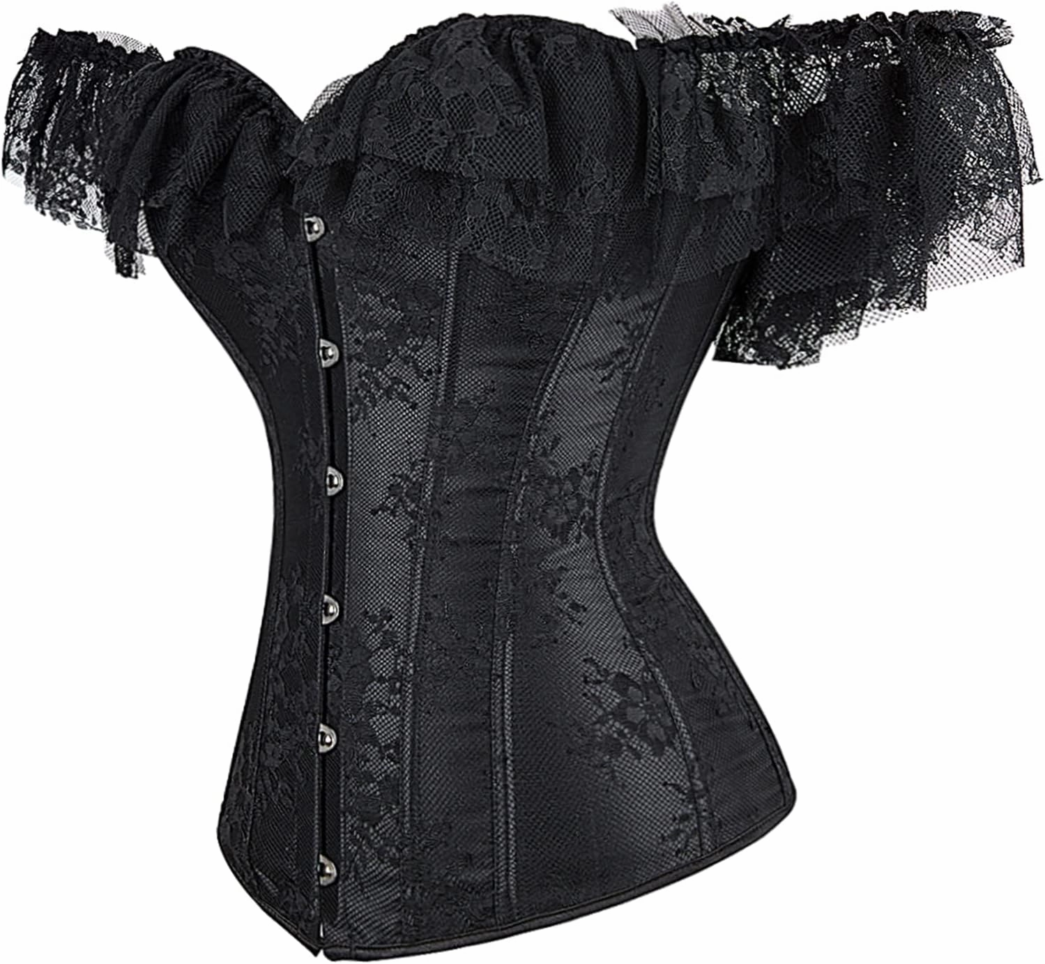 Zhitunemi Bustier Corsets for Women Princess Corset with Strap Lace Up Ruched Sleeves Renaissance Corset Plus Size