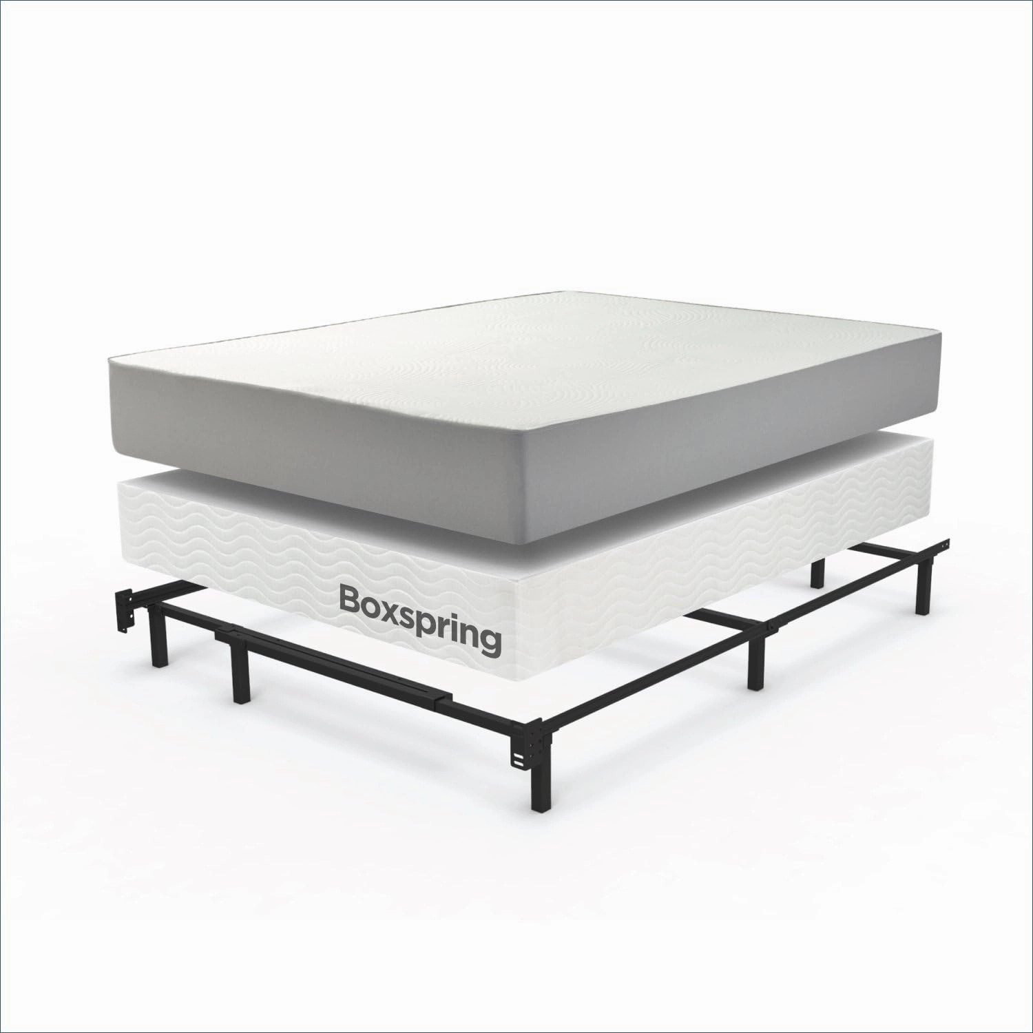 ZINUS Compack Metal Adjustable Bed Frame, 7 Inch Support Bed Frame for Box Spring and Mattress Set, Twin/Full/Queen, Black