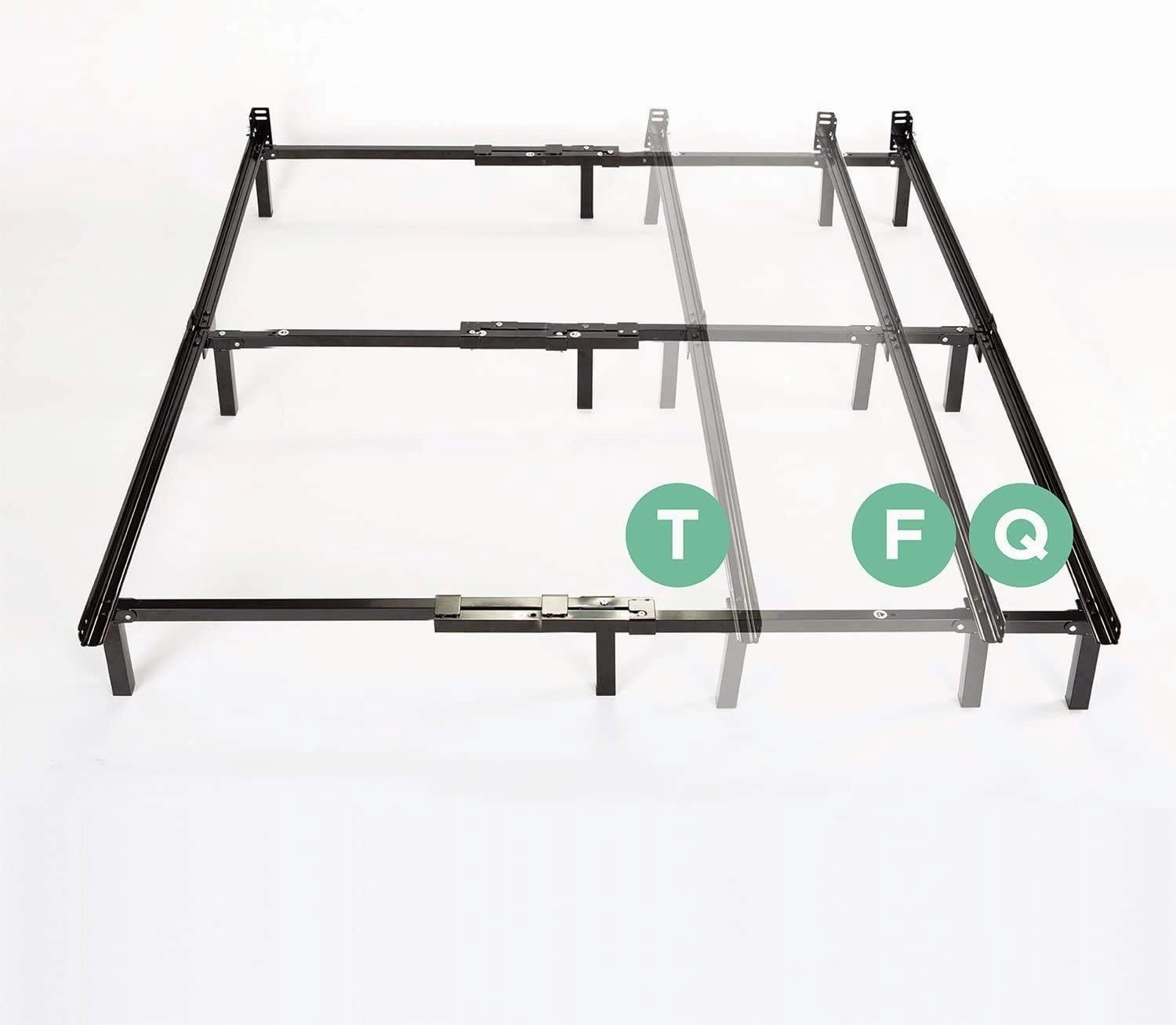 ZINUS Compack Metal Adjustable Bed Frame, 7 Inch Support Bed Frame for Box Spring and Mattress Set, Twin/Full/Queen, Black