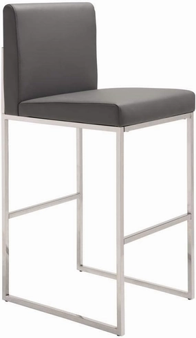 Zuo Modern 100332 Quince Dining Chairs, Stainless Steel, Cabriole Shaped Front Legs, Leatherette Seat, White, Set of 2