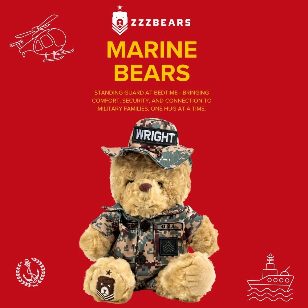 ZZZ Bears Personalized Marine Teddy Bear, Gift for Boot Camp Graduates, Veterans & Comforting Loved Ones at Home During Deployment